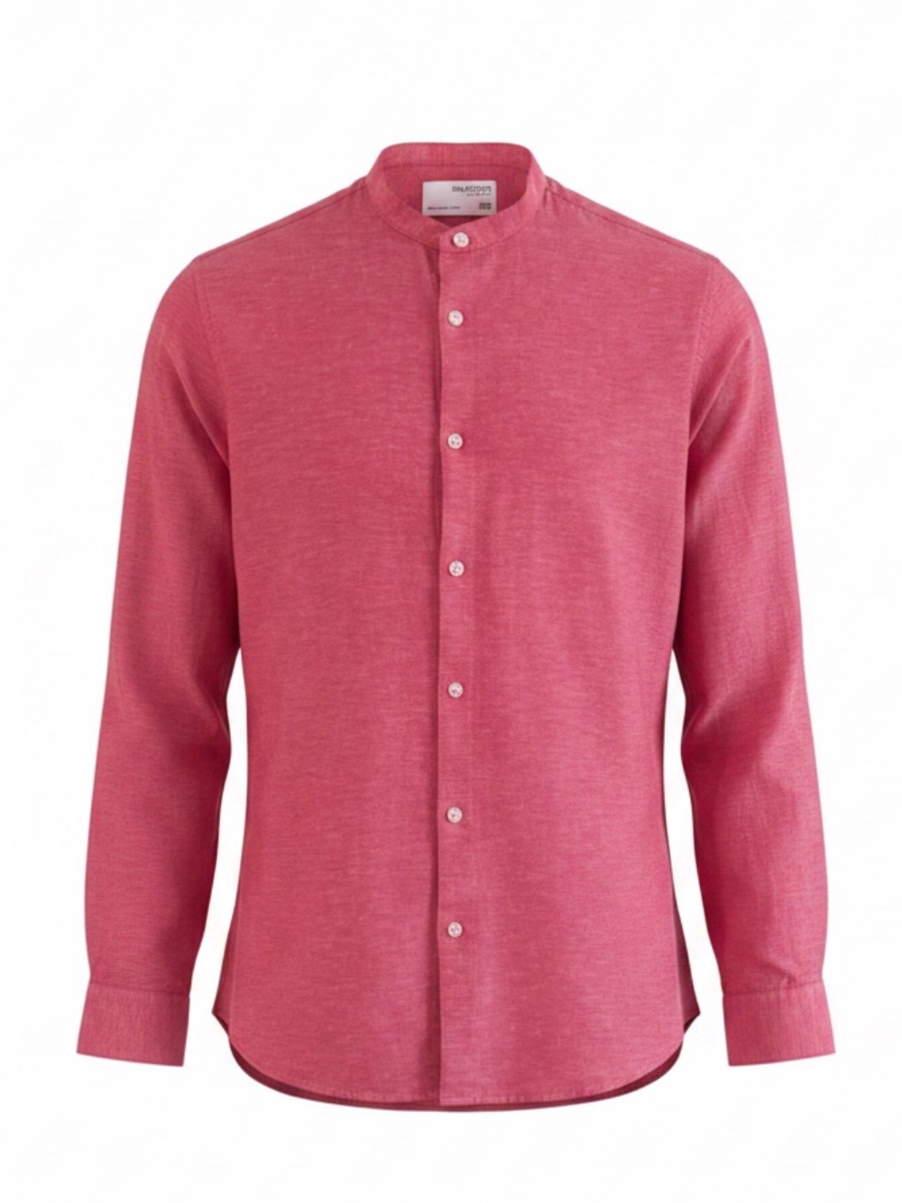 Selected Homme Men's Mandarin Collar Button-Up Shirt in Coral Size 15